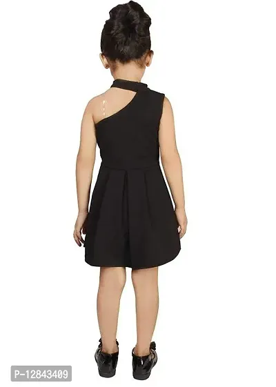 Angel Sales Girl's Cotton Blend One-Shoulder Knee Length Western Dress (Black); Size: 2-3 Years - KV 1 Black-thumb3