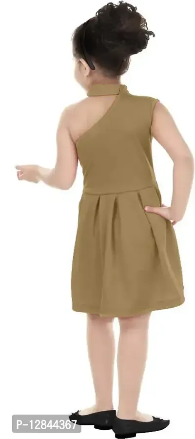 Angel Sales Girl's Cotton Blend One-Shoulder Knee Length Western Dress (Mint Green); Size: 4-5 Years - KV 1 Khaki-thumb2