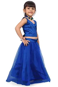 Angel Sales Girl's Taffeta Silk Lehenga Choli Set (Blue); Size: 2-3 Years - PUSHPA ROYAL BLUE-thumb1