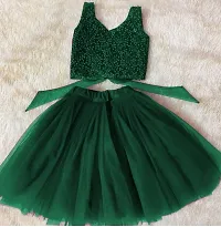 Angel Sales Girls Short/Mid Thigh Party Dress (4-5 Years, Green)-thumb1