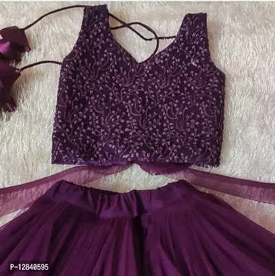 Angel Sales Girls Short/Mid Thigh Party Dress (3-4 Years, Purple)-thumb4
