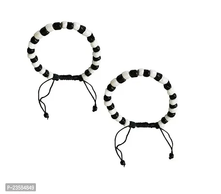 Herbal aid Black  White Nazariya for Baby Girls  Baby Boys (Set of 4) - Adjustable Size Cotton Thread Black Nazar Bracelet for Hands  Foot for New Born Babies-thumb5