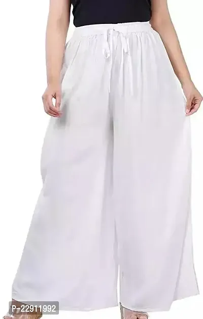 Stunning White Rayon  Palazzo For Women