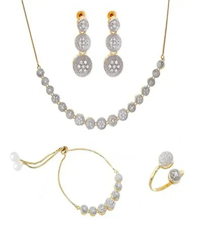 American Diamond Studded Beautiful Necklace Combo Set