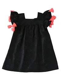 Stylish Cotton  Black Solid Cap Sleeves Dress For Girls-thumb1