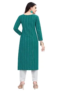 Roseriya Women's Cotton Blend Solid Straight Kurta (X-Large) Green-thumb1