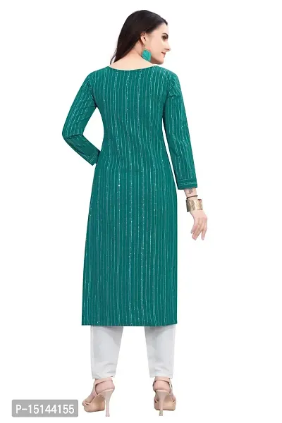 Roseriya Women's Cotton Blend Solid Straight Kurta (X-Large) Green-thumb2