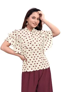 Roseriya Tops for Women | Tops for Women Tops for Women Stylish | Floral Printed  Split V Neck Short Tee Top for Girls Suitable for Workout, Office, Function, Tracking-thumb2
