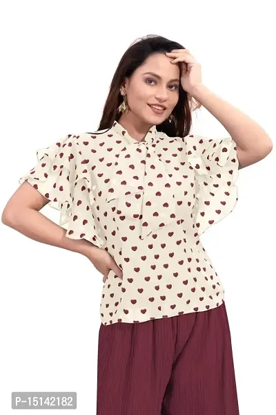 Roseriya Tops for Women | Tops for Women Tops for Women Stylish | Floral Printed  Split V Neck Short Tee Top for Girls Suitable for Workout, Office, Function, Tracking-thumb3