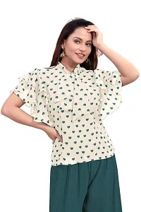 Roseriya Tops for Women | Tops for Women Tops for Women Stylish | Floral Printed  Split V Neck Short Tee Top for Girls Suitable for Workout, Office, Function, Tracking-thumb3
