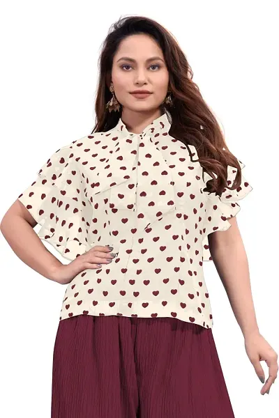 Roseriya Tops for Women | Tops for Women Tops for Women Stylish | Floral Printed  Split V Neck Short Tee Top for Girls Suitable for Workout, Office, Function, Tracking