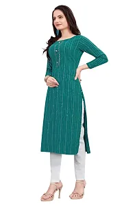 Roseriya Women's Cotton Blend Solid Straight Kurta (X-Large) Green-thumb3