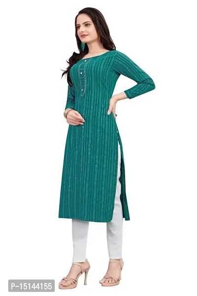 Roseriya Women's Cotton Blend Solid Straight Kurta (X-Large) Green-thumb4