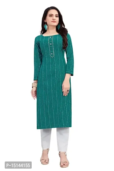 Roseriya Women's Cotton Blend Solid Straight Kurta (X-Large) Green-thumb0