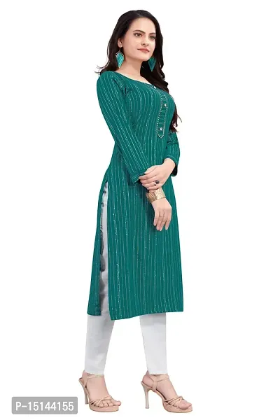 Roseriya Women's Cotton Blend Solid Straight Kurta (X-Large) Green-thumb3