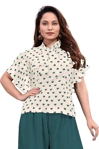 Roseriya Tops for Women | Tops for Women Tops for Women Stylish | Floral Printed  Split V Neck Short Tee Top for Girls Suitable for Workout, Office, Function, Tracking-thumb2