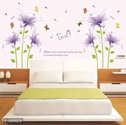 Floral Purple Lilly 60X90 Cm Self Adhesive Peel And Stick Vinyl Wall Sticker
