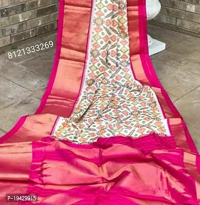 Trendy Cotton Blend Pink Woven Design Saree With Blouse Piece For Women