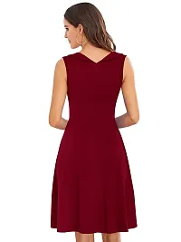 TESSAVEGAS Women's and Girl's A-Line V Neck Sleeveless Dress (XL, Maroon)-thumb3