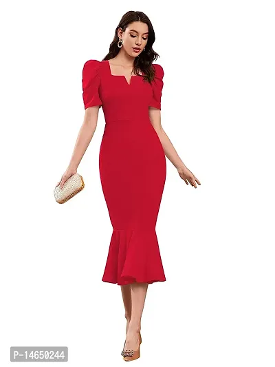 Stylish Red Polyester Blouson Dress For Women-thumb0
