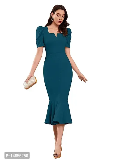 Stylish Peach Polyester Blouson Dress For Women