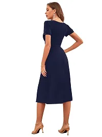 Tessavegas, Women's  Girls' A-LINE MIDI Maxi Dress (S, Navy Blue)-thumb4