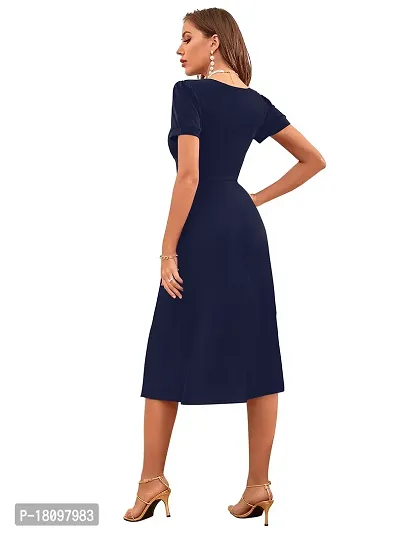 Tessavegas, Women's  Girls' A-LINE MIDI Maxi Dress (S, Navy Blue)-thumb5