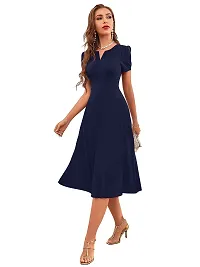 Tessavegas, Women's  Girls' A-LINE MIDI Maxi Dress (S, Navy Blue)-thumb3