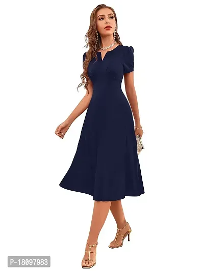 Tessavegas, Women's  Girls' A-LINE MIDI Maxi Dress (S, Navy Blue)-thumb4