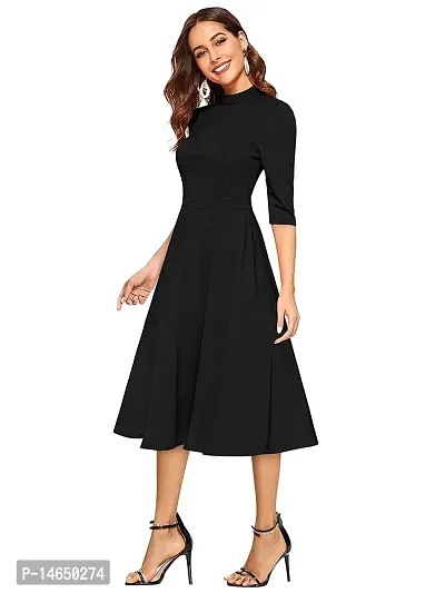 Stylish Black Polyester Fit And Flare For Women-thumb0