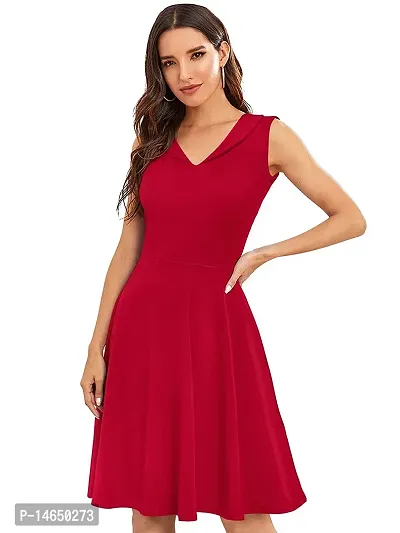 Stylish Red Polyester Fit And Flare For Women