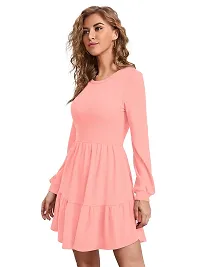 Tessavegas, Women's Long Puff Sleeve Dress (S, PEACH)-thumb2