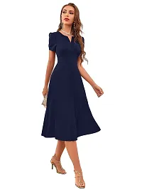 Tessavegas, Women's  Girls' A-LINE MIDI Maxi Dress (S, Navy Blue)-thumb2