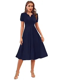 Tessavegas, Women's  Girls' A-LINE MIDI Maxi Dress (S, Navy Blue)-thumb1