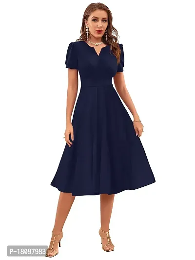 Tessavegas, Women's  Girls' A-LINE MIDI Maxi Dress (S, Navy Blue)-thumb2