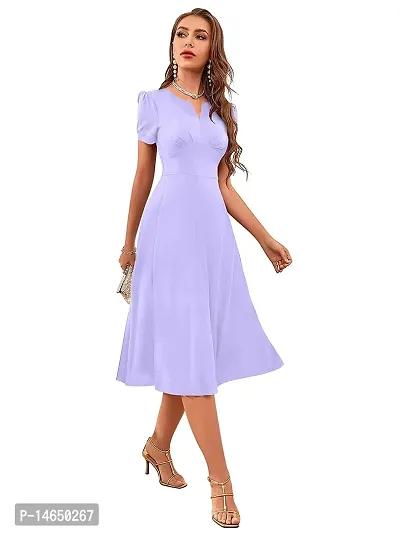 Stylish Purple Polyester Fit And Flare For Women