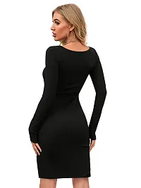 Tessavegas, Women's Mesh Long Sleeve Bodycon Dress (M, BLACK)-thumb3