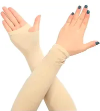 Sunblock Gloves With Thumb Hole Riding Gloves Colour For Men  Women Pair 1 BEIGE-thumb1