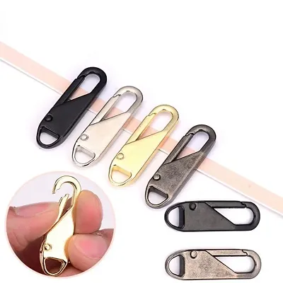 6 Pcs Pull Replacement Metal Zipper Improved Thin Hook Size Replacement Pullers Handle Mend Fixer Zipper Tab Zipper Sliders Zipper Pullers for Luggage Bag
