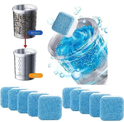 (Pack of 12) Washing Machine Deep Cleaner Tablets ,Descaling Powder Tablets for All Companyrsquo;s Front and Top Load Machine, Effervescent Tablet for Perfectly Automatic Cleaning of Tub  Drum Stain Remov