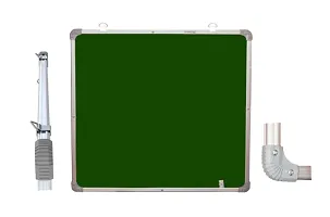 Non Magnetic 2x2 Feet Double Sided White Board and Chalk Board Both Side Writing Boards, one Side White Marker and Reverse Side Chalk Board-thumb2