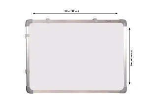 Non Magnetic 1.5x2 Feet Double Sided White Board and Chalk Board Both Side Writing Boards, one Side White Marker and Reverse Side Chalk Board-thumb1