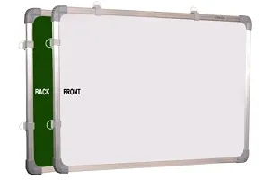 Non Magnetic 1.5 X2 Feet Double Sided White Board and Chalk Board one Side White Marker and Reverse Side Chalk Board Surface,  2PiecesWooden Duster  2 Pieces Marker-thumb2
