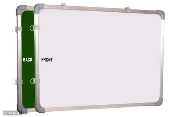 Non Magnetic 1.5 X2 Feet Double Sided White Board and Chalk Board one Side White Marker and Reverse Side Chalk Board Surface,  2PiecesWooden Duster  2 Pieces Marker-thumb3