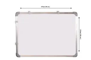 Non Magnetic 3 X2 Feet Double Sided White Board and Chalk Board one Side White Marker and Reverse Side Chalk Board Surface,  2PiecesWooden Duster  2 Pieces Marker-thumb2