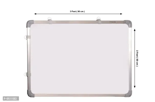 Non Magnetic 3 X2 Feet Double Sided White Board and Chalk Board one Side White Marker and Reverse Side Chalk Board Surface,  2PiecesWooden Duster  2 Pieces Marker-thumb3