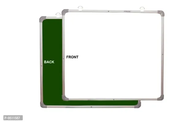 Non Magnetic 2 X2 Feet Double Sided White Board and Chalk Board one Side White Marker and Reverse Side Chalk Board Surface,  2PiecesWooden Duster  2 Pieces Marker-thumb4