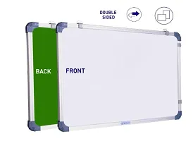 Non-Magnetic 1.5x2 Feet Double-Sided Whiteboard and Chalkboard Combo with 1 Marker and 1 Duster | Ideal Use for Home, Office, Kids with Sliding Hanging Clips and Smooth Surface (45x60cms)-thumb1