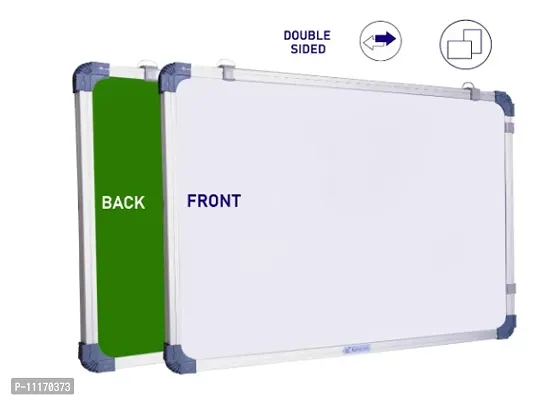 Non-Magnetic 1.5x2 Feet Double-Sided Whiteboard and Chalkboard Combo with 1 Marker and 1 Duster | Ideal Use for Home, Office, Kids with Sliding Hanging Clips and Smooth Surface (45x60cms)-thumb2