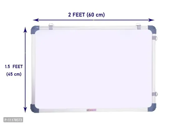 Non-Magnetic 1.5x2 Feet Double-Sided Whiteboard and Chalkboard Combo with 1 Marker and 1 Duster | Ideal Use for Home, Office, Kids with Sliding Hanging Clips and Smooth Surface (45x60cms)-thumb5
